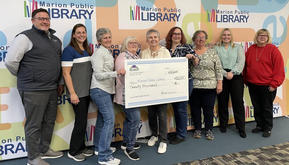 The BookMarks of Marion Public Library recently donated $20,000 to the library. The funds will go toward programs, services and ongoing library needs.