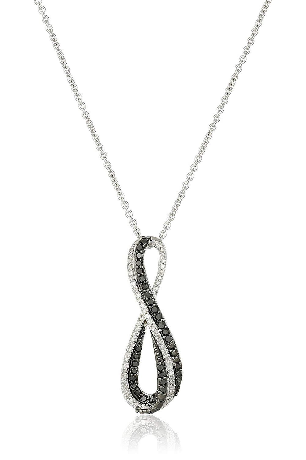 Amazon Collection Black and White Diamond Infinity Necklace