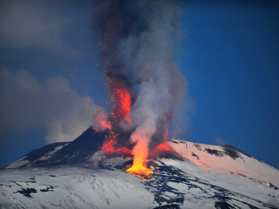 <font size="5"> Lava can flow as fast as a sprinting greyhound. </font>