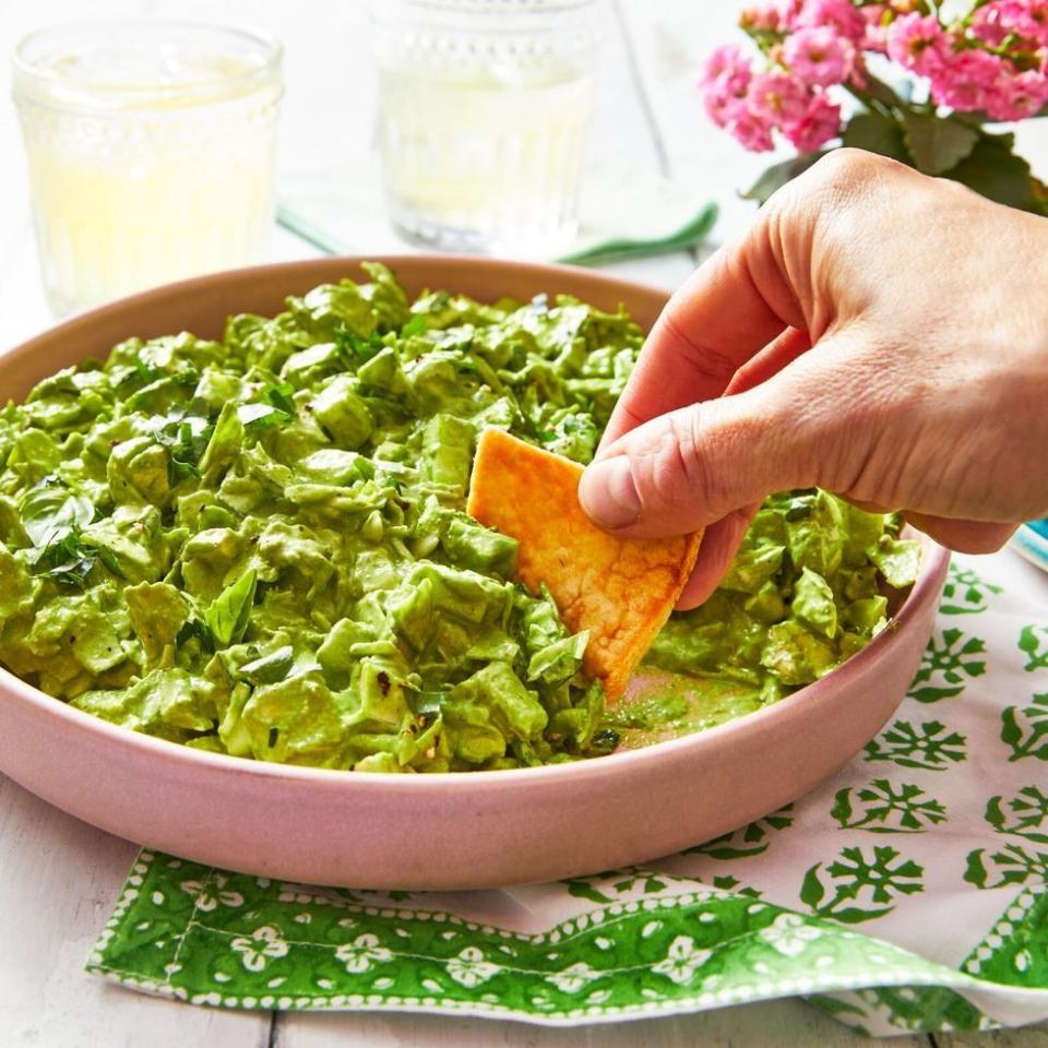 green goddess chicken salad dip with chip