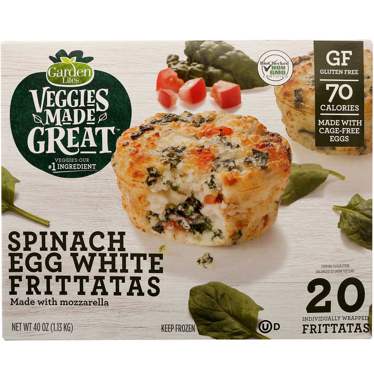 Garden Lites Veggies Made Great Spinach Egg White Frittatas, 20-Count