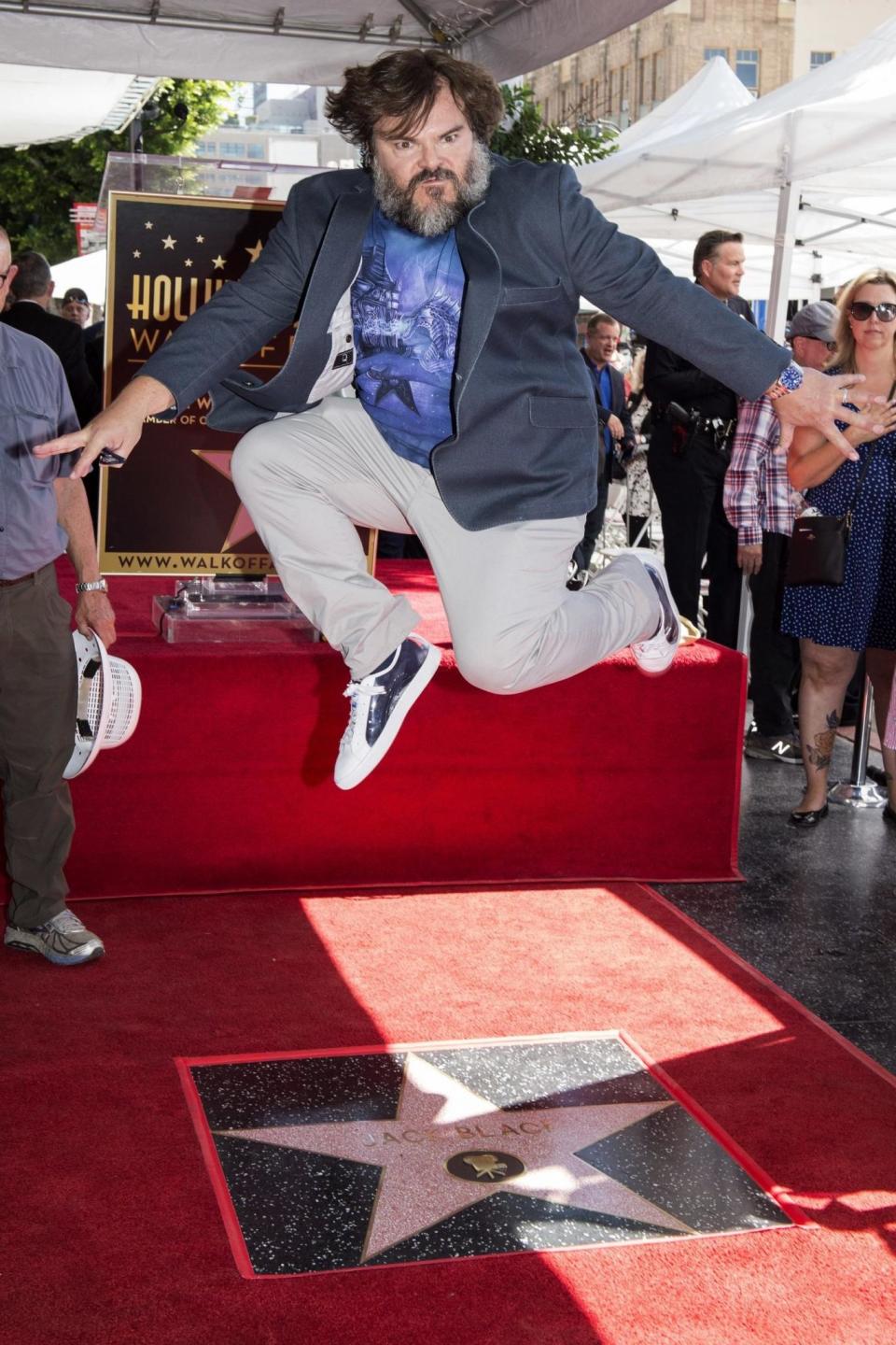 Jumping for joy: Jack Black with his Walk Of Fame star (ABACA/PA Images)