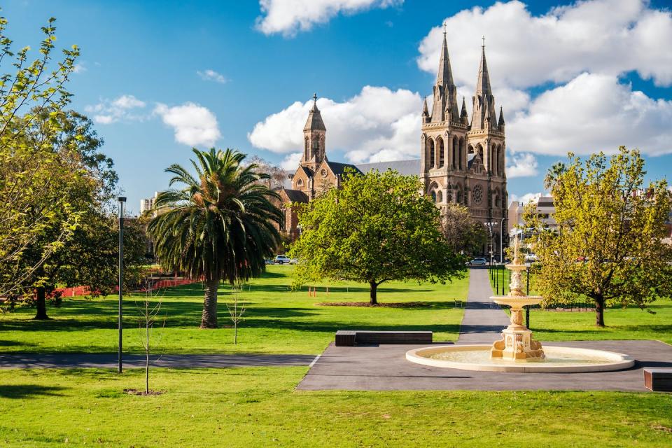Adelaide was renowned for its ‘luminous and eccentric’ establishment and manored estates. Pictured: St Peter’s Cathedral. Shutterstock