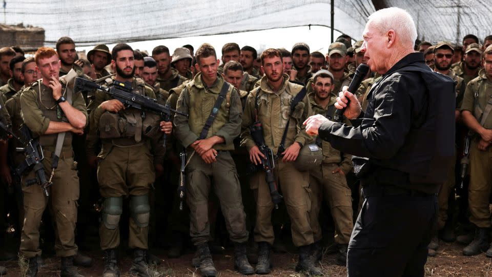 Israel's Defence Minister Yoav Gallant meets soldiers in southern Israel October 19, 2023. - Ronen Zvulun/Reuters