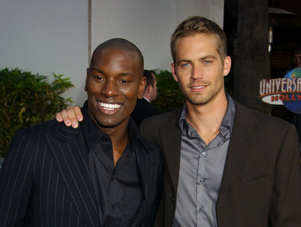 Tyrese & Paul Walker during The World Premiere Of "2 Fast 2 Furious" - Arrivals at Universal Amphitheatre in Universal City, California, United States. (Photo by Gregg DeGuire/WireImage)