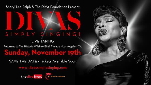 Sheryl Lee Ralph's save the date for DIVAS Simply Singing! 2023