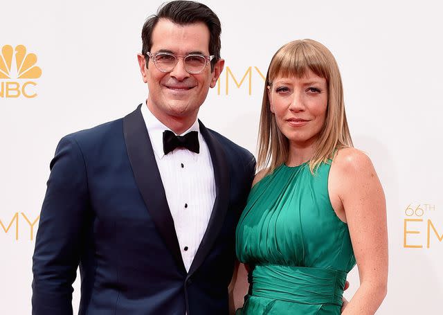 <p>Steve Granitz/WireImage</p> Ty Burrell and Holly Anne Brown attend the 66th Annual Primetime Emmy Awards on August 25, 2014 in Los Angeles, California.