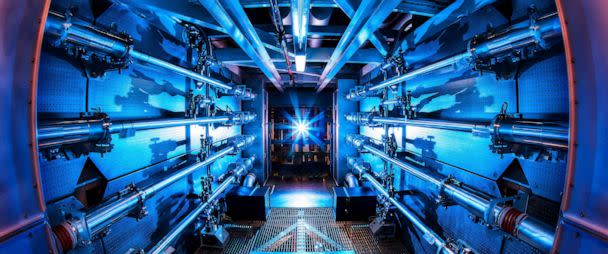 PHOTO: A color-enhanced image of the inside of a NIF preamplifier support structure. (Damien Jenmison/Lawrence Livermore National Laboratory)