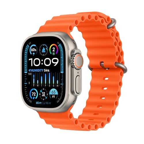 Apple Watch Ultra 2 [GPS + Cellular 49mm] Smartwatch with Rugged Titanium Case & Orange Ocean B…