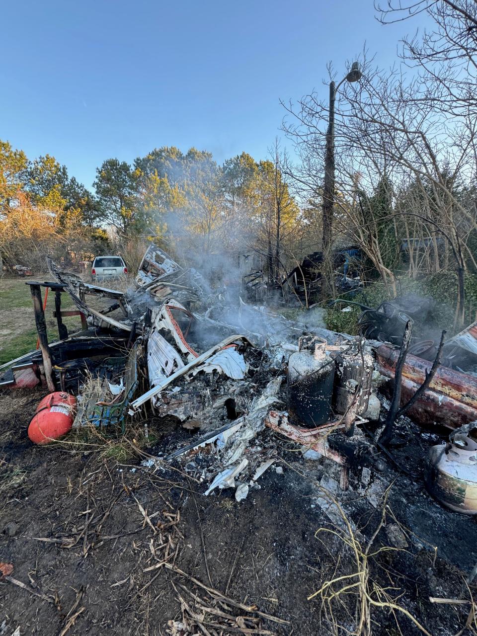 At 6 a.m. Sunday, Feb. 4, the Stockton and Girdletree Volunteer Fire Departments were dispatched for this outside fire in the 800 block of Greenbackville Road. One person died in the fire.