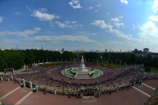 Athletes run past the Queen Victoria monument during the men's marathon at the London 2012 Olympic Games on August 12. Uganda's Stephen Kiprotich won the race on Sunday. Kiprotich timed 2hr 08min 01sec on the course around the streets of central London, with two-time defending world champion Abel Kirui claiming silver in 2:08.27. Another Kenyan, Wilson Kipsang, took bronze in 2:09.37