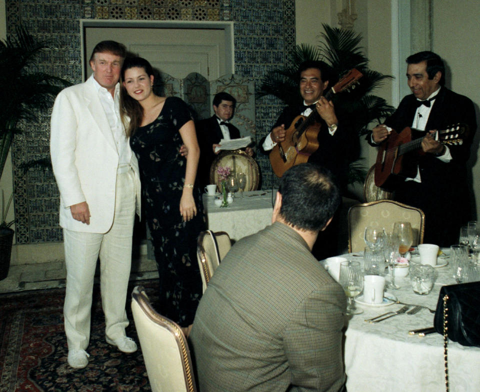 With Venezuelan beauty pageant winner Alicia Machado at the Mar-a-Lago estate in Palm Beach, Florida.&nbsp;