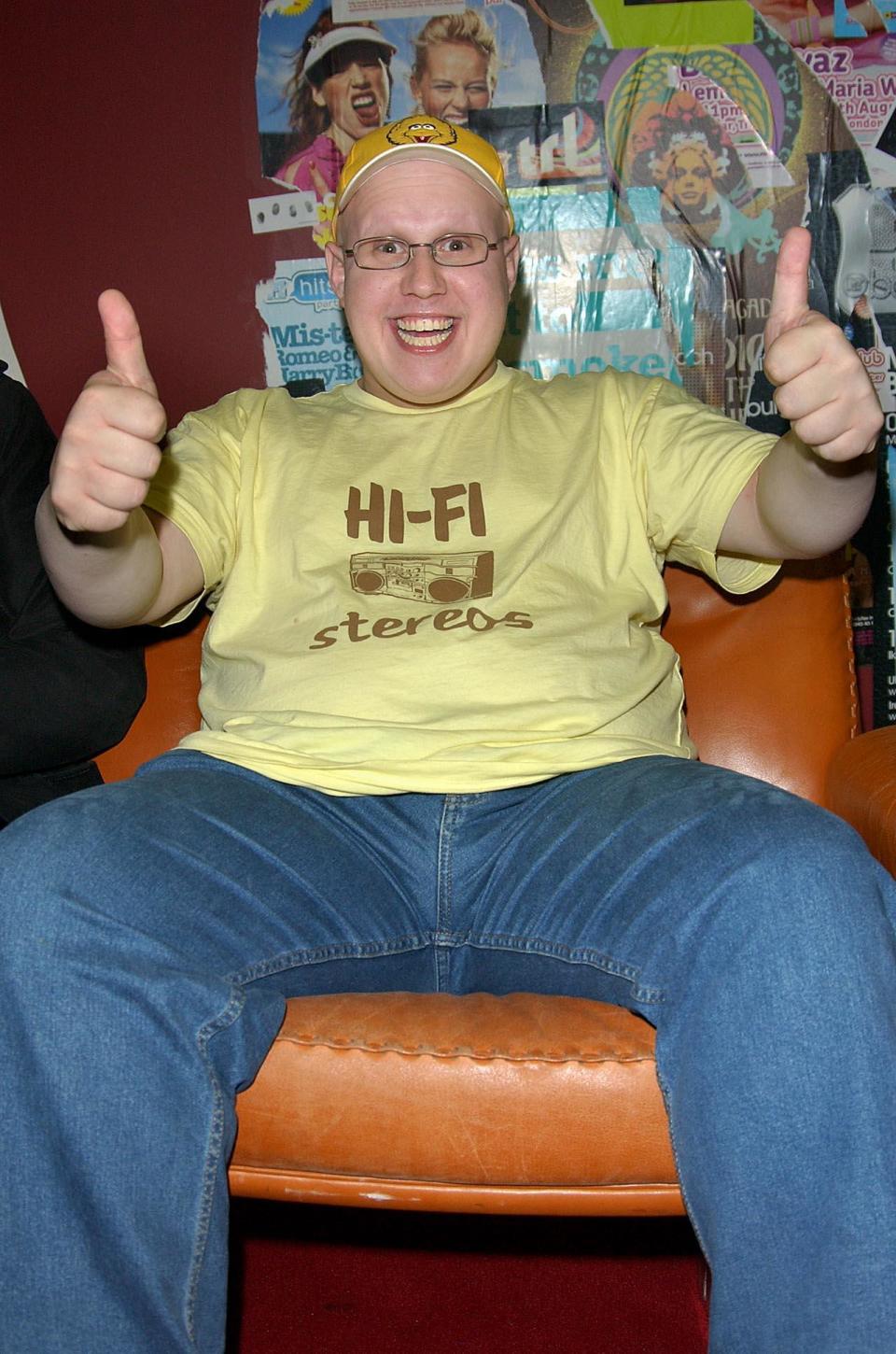 Comedian Matt Lucas from the BBC comedy show Little Britain, during his guest appearance on MTV's TRL - Total Request Live - show at their new studios in Leicester Square, central London. 