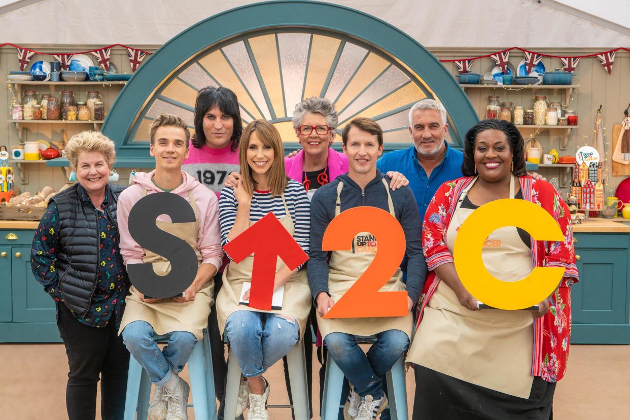 Joe Sugg, Alex Jones, James Blunt and Alison Hammond were the latest celebrity contestants on 'The Great Stand Up To Cancer Bake Off'. (Mark Bourdillon/Channel 4)