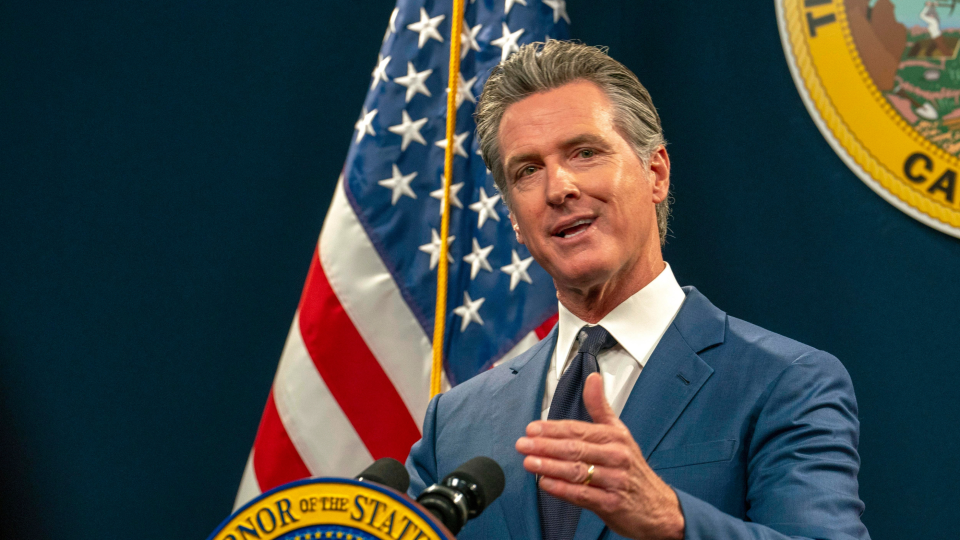 California Gov. Gavin Newsom speaks during a news conference in Sacramento, California, on May 10, 2024. Newsom signed a law on Thursday, May 23, 2024, temporarily allowing Arizona doctors come to California to perform abortions. (AP Photo/Rich Pedroncelli,File)