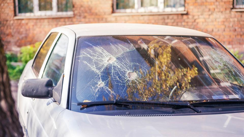 Broken car glass.