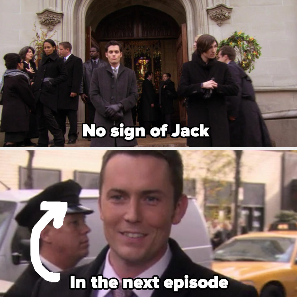 Bart's funeral with label "no sign of jack" then a picture of jack in the next episode