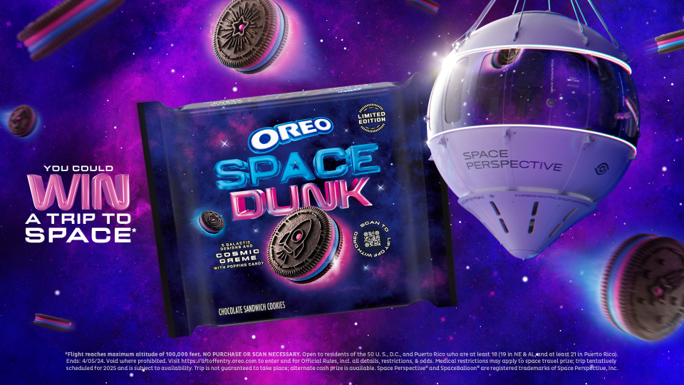 Oreo's new blue-and-pink Space Dunk cookies have popping candies inside