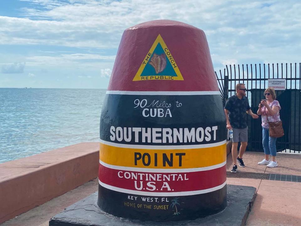 The Southernmost Point marker in Key West is a must-see for tourists. 