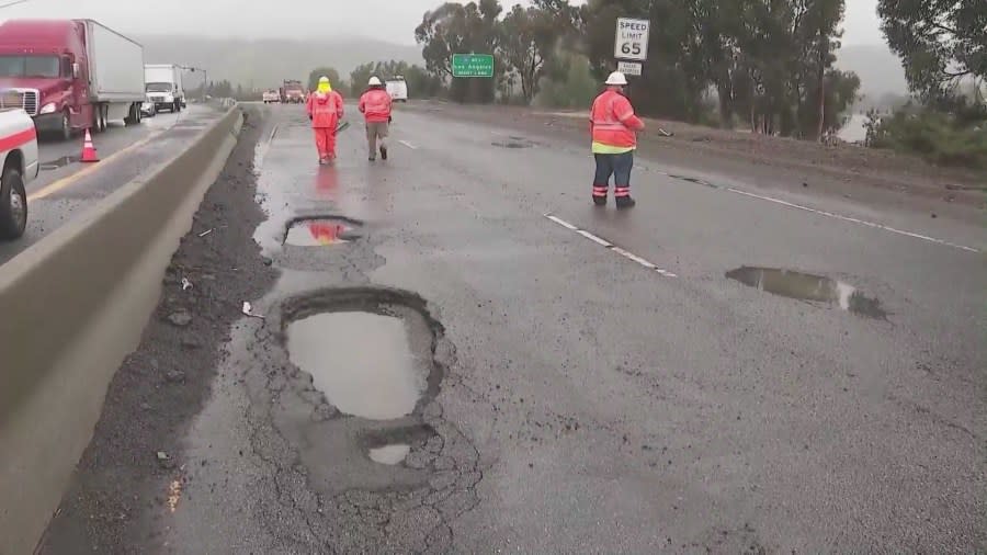 Newly formed potholes giving Southern California motorists headaches 
