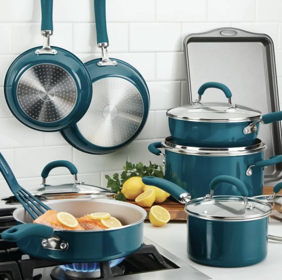 It comes with multiple pans and skillets that'll make cooking meals a breeze. <br /><br /><strong>Promising review:</strong> "This pot set is beautiful!! It matches my small kitchen appliances. They are super easy to clean and nothing sticks to them. These pots are amazing!" &mdash; <a href="https://go.skimresources.com?id=38395X987171&amp;xs=1&amp;xcust=-HPWayDaySale4-28-21-60896f93e4b09cce6c197126&amp;url=https%3A%2F%2Fwww.wayfair.com%2Fkitchen-tabletop%2Fpdp%2Frachael-ray-create-delicious-13-piece-aluminum-nonstick-cookware-set-meye1022.html" target="_blank" rel="noopener noreferrer">Bridget</a><br /><br /><strong>Price:</strong> <a href="https://go.skimresources.com?id=38395X987171&amp;xs=1&amp;xcust=-HPWayDaySale4-28-21-60896f93e4b09cce6c197126&amp;url=https%3A%2F%2Fwww.wayfair.com%2Fkitchen-tabletop%2Fpdp%2Frachael-ray-create-delicious-13-piece-aluminum-nonstick-cookware-set-meye1022.html" target="_blank" rel="nofollow noopener noreferrer" data-skimlinks-tracking="5938996" data-vars-affiliate="CJ" data-vars-campaign="31WaydaySale-Hernandez-04-28-21-5938996/https://www.wayfair.com/kitchen-tabletop/pdp/rachael-ray-create-delicious-13-piece-aluminum-nonstick-cookware-set-meye1022.html?piid=37032327" data-vars-href="https://www.anrdoezrs.net/links/8209452/type/dlg/sid/31WaydaySale-Hernandez-04-28-21-5938996/https://www.wayfair.com/kitchen-tabletop/pdp/rachael-ray-create-delicious-13-piece-aluminum-nonstick-cookware-set-meye1022.html?piid=37032327" data-vars-keywords="cleaning" data-vars-link-id="16676856" data-vars-price="" data-vars-product-id="21102544" data-vars-product-img="https://secure.img1-fg.wfcdn.com/im/34710600/resize-h800-w800%5Ecompr-r85/7525/75258592/Rachael+Ray+Create+Delicious+13-Piece+Aluminum+Nonstick+Cookware+Set.jpg" data-vars-product-title="Rachael Ray Create Delicious 13-Piece Aluminum Nonstick Cookware Set" data-vars-redirecturl="https://www.wayfair.com/kitchen-tabletop/pdp/rachael-ray-create-delicious-13-piece-aluminum-nonstick-cookware-set-meye1022.html?piid=37032327" data-vars-retailers="wayfair" data-ml-dynamic="true" data-ml-dynamic-type="sl" data-orig-url="https://www.anrdoezrs.net/links/8209452/type/dlg/sid/31WaydaySale-Hernandez-04-28-21-5938996/https://www.wayfair.com/kitchen-tabletop/pdp/rachael-ray-create-delicious-13-piece-aluminum-nonstick-cookware-set-meye1022.html?piid=37032327" data-ml-id="27">$119.9﻿</a> (originally $240; available in three styles and six colors)<br /><br /><i>See more kitchen essentials on sale <a href="https://www.anrdoezrs.net/links/8209452/type/dlg/sid/-HPWayDaySale4-28-21-60896f93e4b09cce6c197126/https://www.wayfair.com/daily-sales/way-day%3a-kitchen-essentials~e220852.html" target="_blank" rel="noopener noreferrer">for up to 60% off</a>.</i>