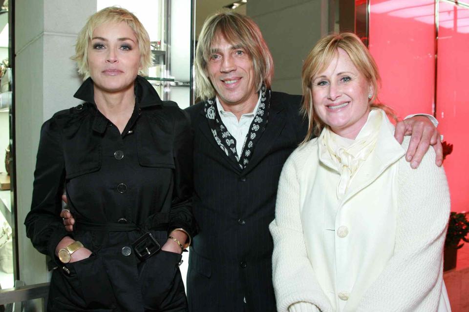 <p>Alex Berliner/BEI/Shutterstock</p> Sharon Stone, brother Michael Stone and sister Kelly Stone at The UNICEF Snowflake lighting ceremony and after party on November 17, 2007.