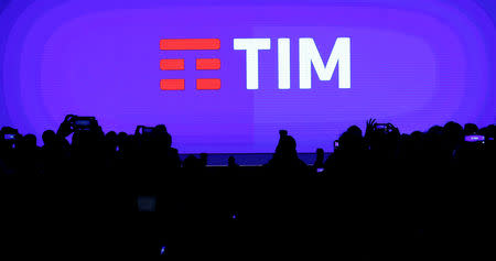 FILE PHOTO: Telecom Italia's new logo of the TIM brand seen on a screen during the launch in Rome, Italy, January 13, 2016. REUTERS/Remo Casilli/File Photo