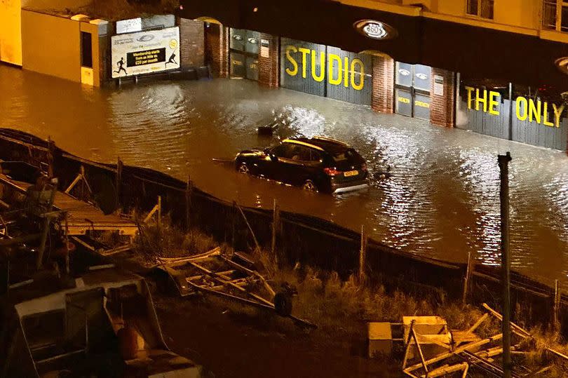 Flooding in Shoreham-by-Sea in West Susse