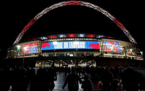 England fans arrive at Wembley - Credit: pa