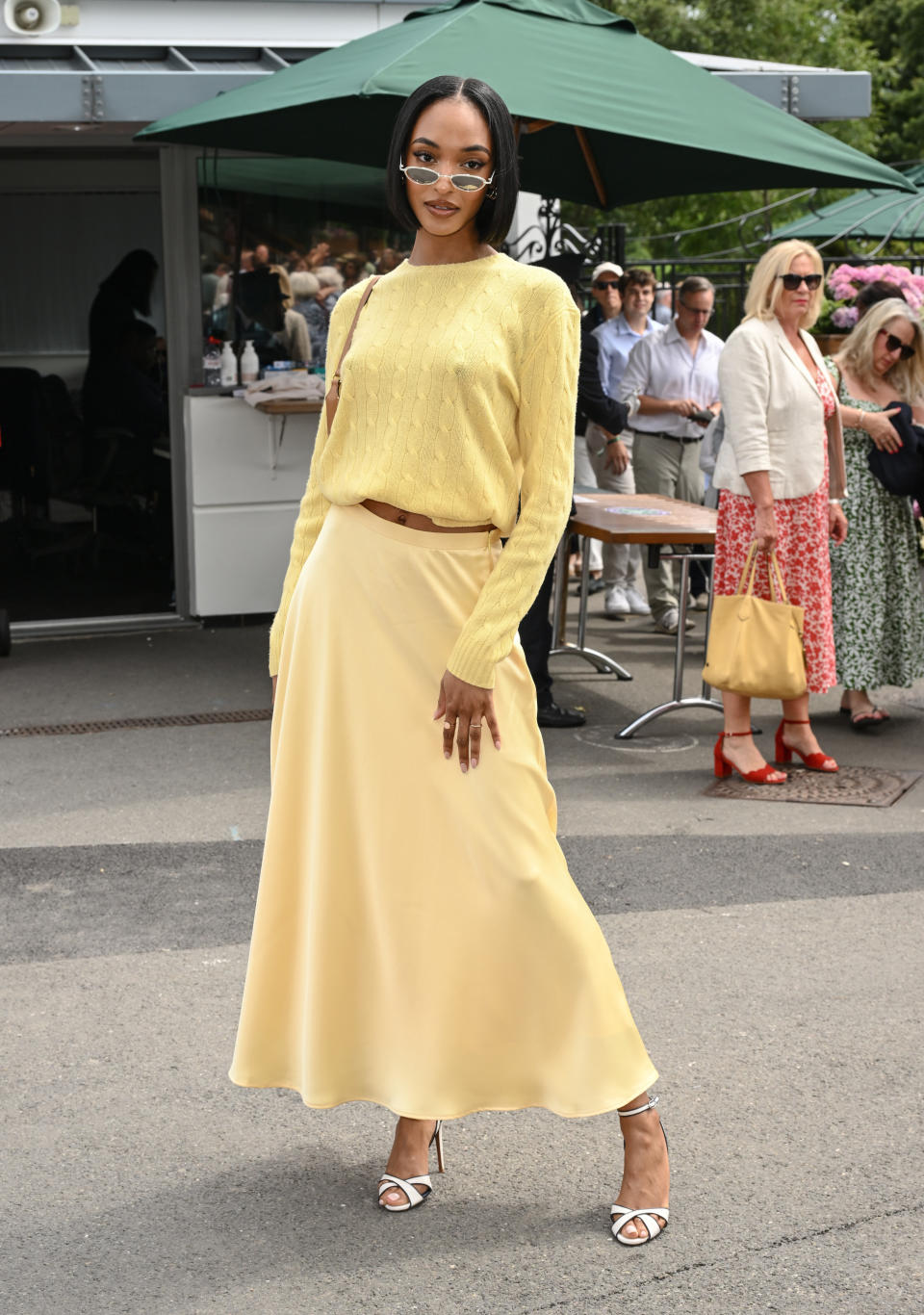 LONDON, ENGLAND - JULY 09: Jourdan Dunn attends day seven of the Wimbledon Tennis Championships at the All England Lawn Tennis and Croquet Club on July 09, 2023 in London, England. (Photo by Karwai Tang/WireImage)