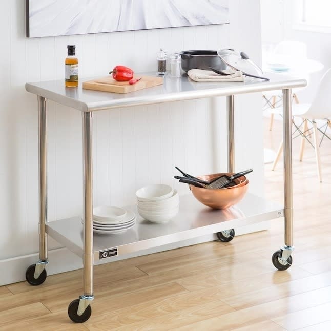 the rolling cart in a kitchen