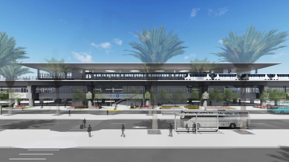 A rendering of LAX's upcoming APM train car system