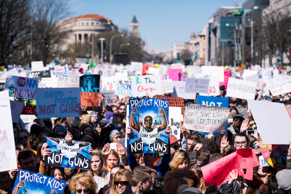 People holding signs filled blocks of Pennsylvania Avenue during March For Our Lives on March 24. (Photo: SOPA Images via Getty Images)