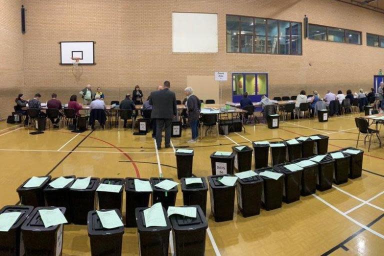 European elections 2019: Stacks of ballot boxes under lock and key before counting starts on Sunday morning