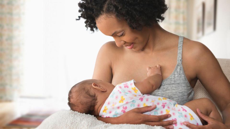 Mum breastfeeding baby