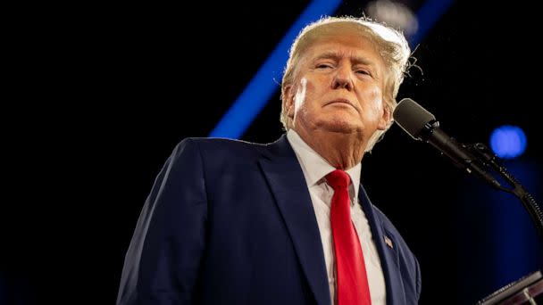 PHOTO: President Donald Trump speaks at the Conservative Political Action Conference at the Hilton Anatole, Aug. 6, 2022, in Dallas. (Brandon Bell/Getty Images, FILE)