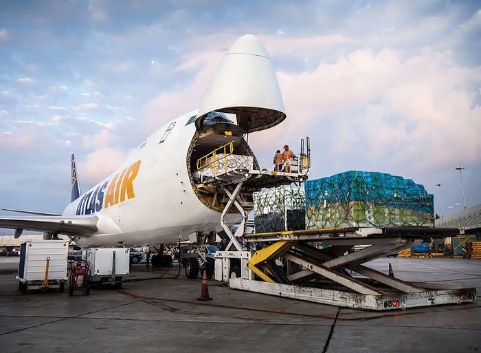 Atlas Air cargo plane being loaded