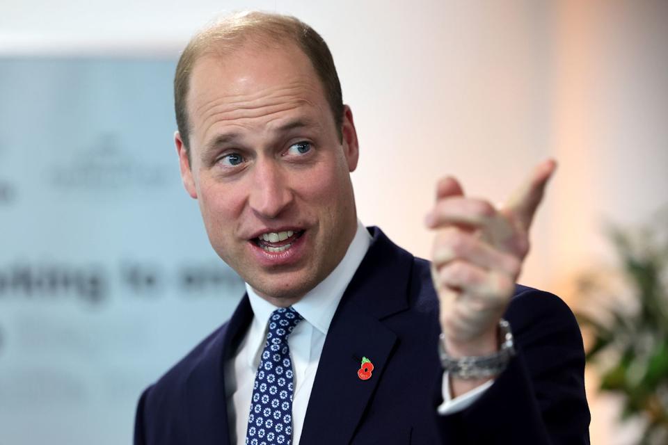 <p>Chris Jackson/Getty Images</p> Prince William at the United for Wildlife Global Summit at the Flower Dome, Gardens, Singapore