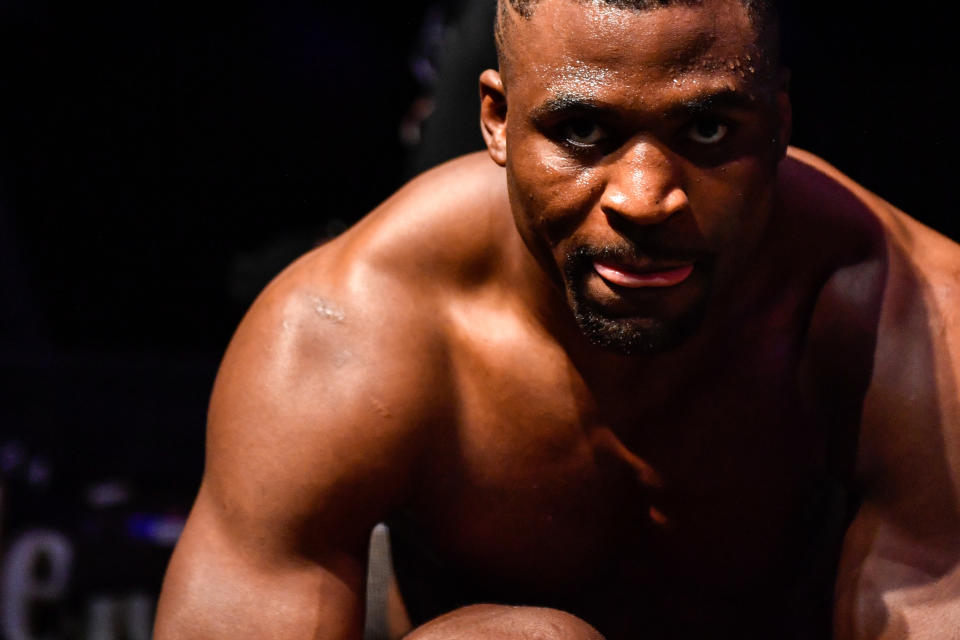 JACKSONVILLE, FL - MAY 09: Francis Ngannou of Cameroon looks on after defeating Jair Rozenstruik (not pictured) of Suriname in their Heavyweight fight during UFC 249 at VyStar Veterans Memorial Arena on May 9, 2020 in Jacksonville, Florida. (Photo by Douglas P. DeFelice/Getty Images)