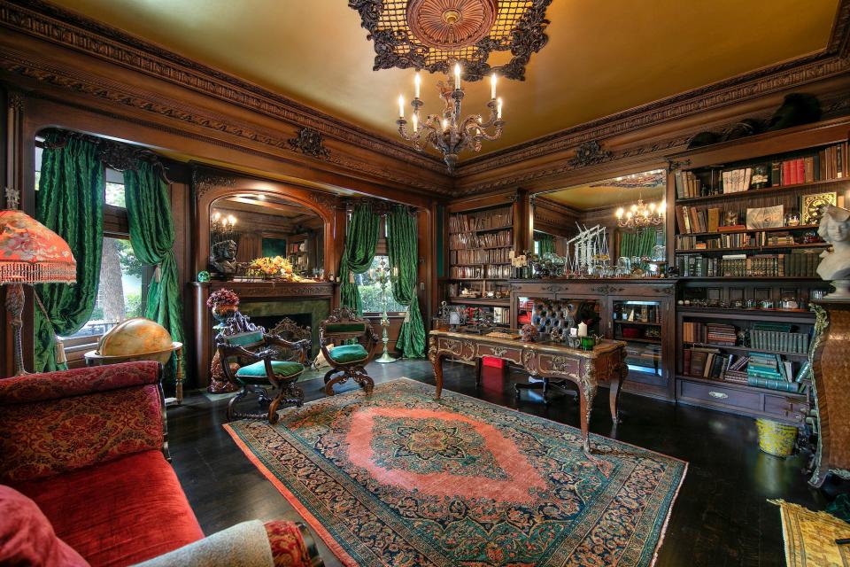 The library inside Kat Von D's California home.