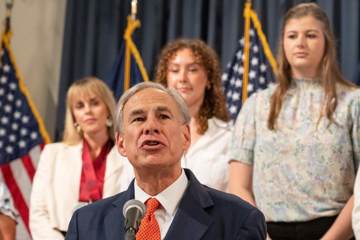 Gov. Greg Abbott speaks during a bill signing ceremony at the Texas Capitol. Abbott has vetoed at least 77 bills passed by the 88th Texas Legislature.  
(Credit: Mikala Compton, Mikala Compton/American-Statesman)