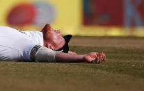 Cricket - India v England - Third Test cricket match - Punjab Cricket Association Stadium, Mohali, India - 28/11/16. England's Ben Stokes reacts after a miss fielding. REUTERS/Adnan Abidi