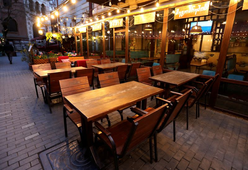 FILE PHOTO: A view shows an empty cafe following coronavirus disease outbreak in Tbilisi