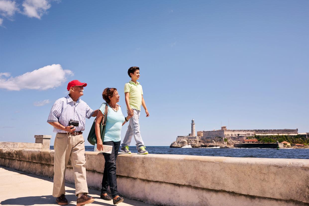 Grandparents on a trip with grandson in Cuba