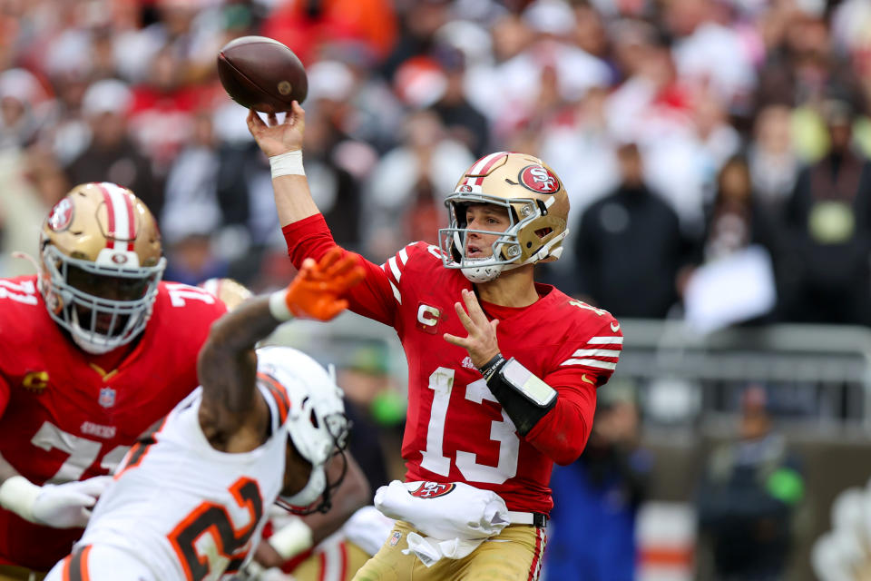 San Francisco 49ers quarterback Brock Purdy (13) and his team are trying to rebound from their first loss of the season. (Photo by Frank Jansky/Icon Sportswire via Getty Images)