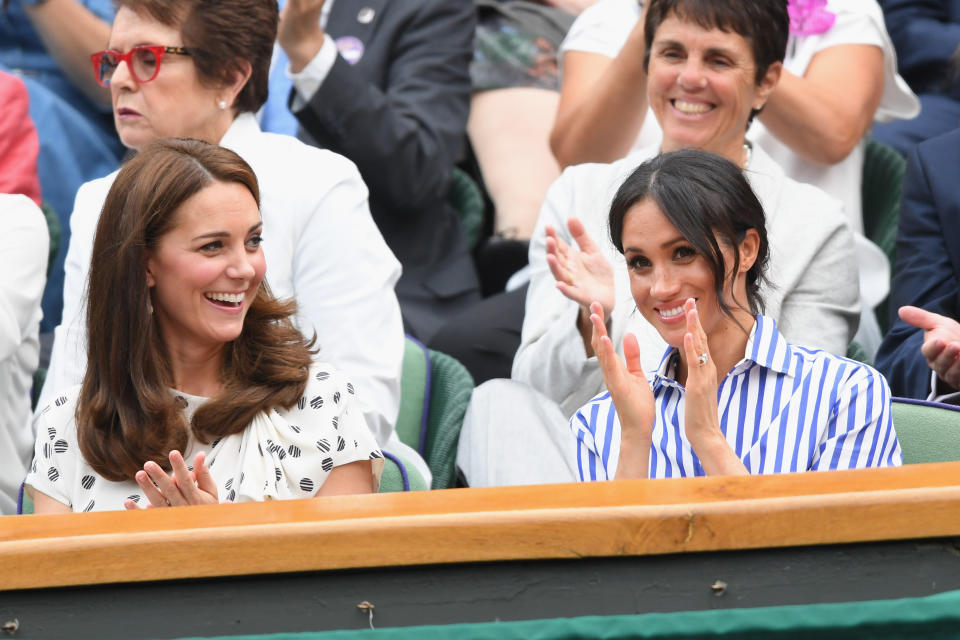 The Duchess of Sussex is reportedly ‘leaning on’ the Duchess of Cambridge in the midst of her hectic family feud. Photo: Getty Images