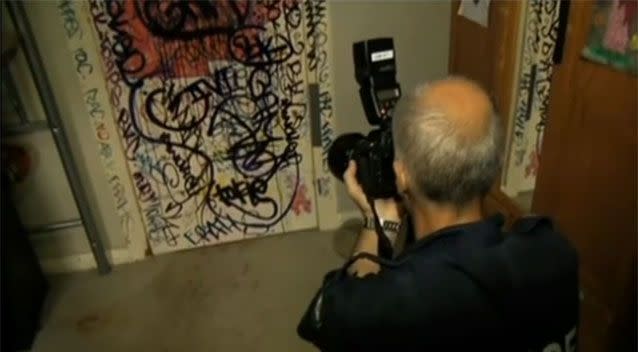Graffiti tags, which, if old enough, could provide clues as to the former tenants. Photo: Screenshot/ 7News