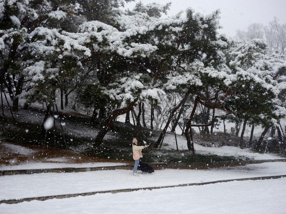 2023年12月30日，南韓首爾下大雪，創1981年以來最大的12月單日降雪量。路透社