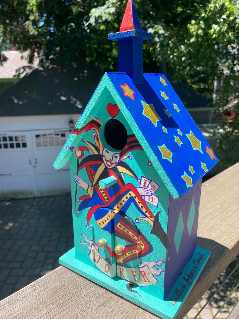 This birdhouse that is also a piece of art by Vincent Amicosante will be part of Wellfleet Preservation Hall's Garden Party and Birdhouse Auction on Sunday.