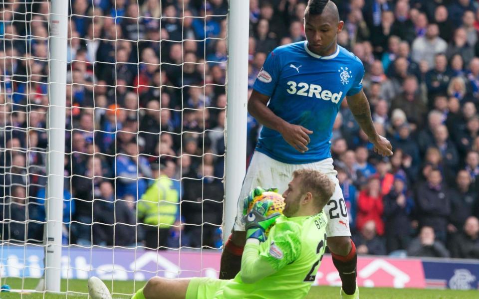 Alfredo Morelos was relegated to the bench following his miss against Celtic last weekend  - PA